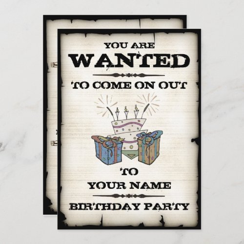 Birthday Party Wanted Invitations