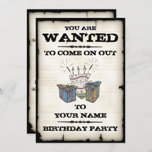 Birthday Party Wanted Invitations