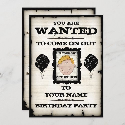 Birthday Party Wanted Invitations