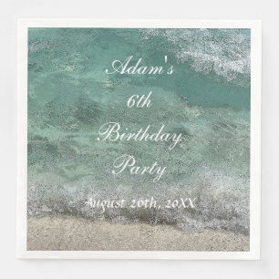 Birthday Party Water Abstract Art Custom Name Age Paper Dinner Napkins