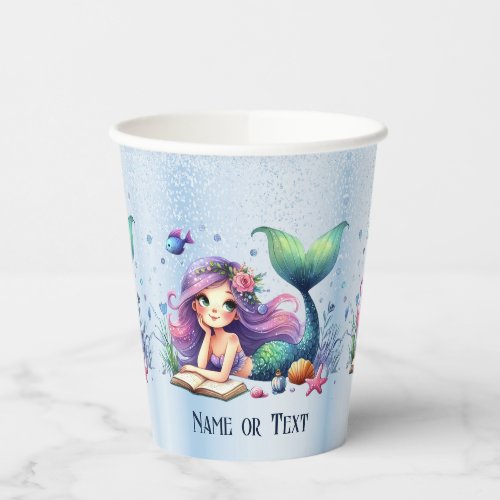 Birthday Party Watercolor Mermaid Sea Life Cute Paper Cups