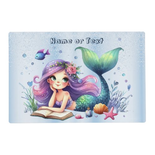 Birthday Party Watercolor Mermaid Sea Life Cute Placemat