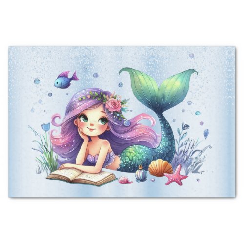 Birthday Party Watercolor Mermaid Sea Life Cute Tissue Paper