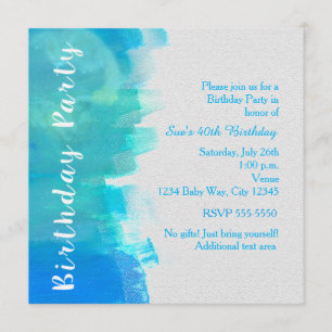 BIRTHDAY PARTY Watercolor Tropical Blue Invitation