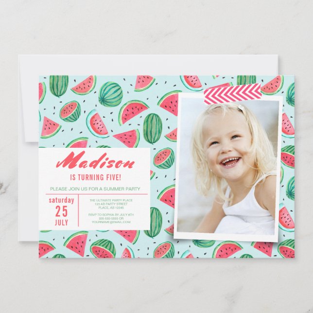 Birthday Party | Watermelon Fruit | Invitations (Front)
