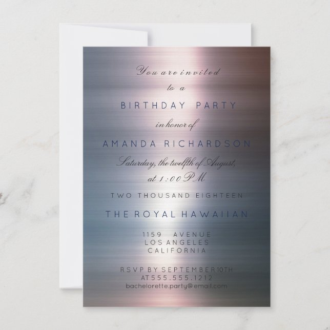 Birthday Party Weekend Ombre Metallic Gray Invitation (Front)