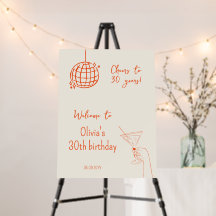 Birthday Party welcome hand drawn disco ball