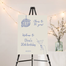Birthday Party welcome hand drawn disco ball