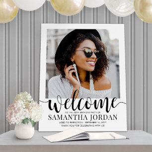 Birthday Party Welcome Large Photo Modern Script Foam Board