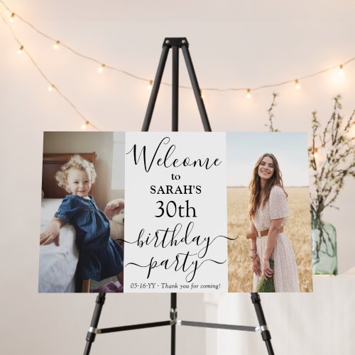 Birthday Party Welcome Modern Script 2 Photo Foam Board