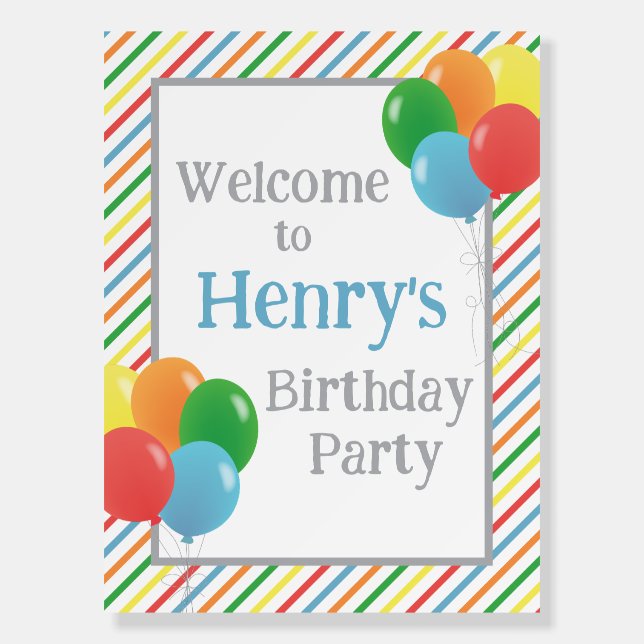 Birthday Party Welcome Poster Balloons Foam Board (Front)