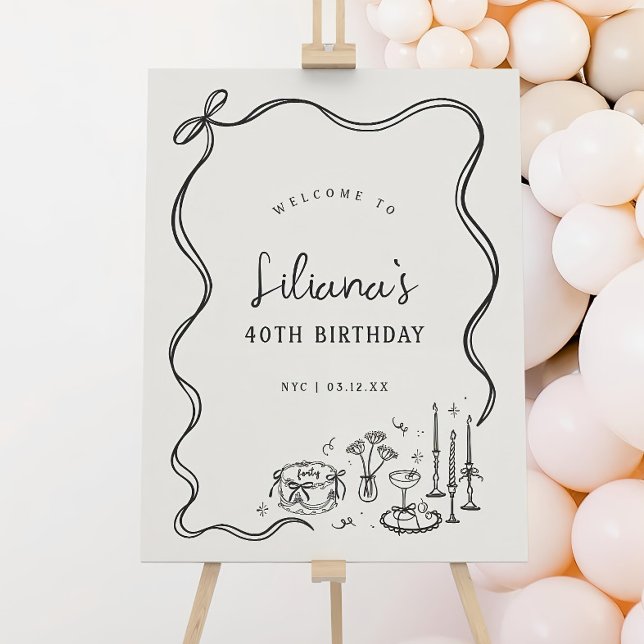 Birthday Party Welcome Sign Bow Birthday Welcome  (Creator Uploaded)