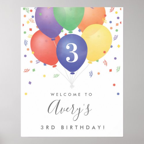 Birthday Party Welcome Sign colorful balloons