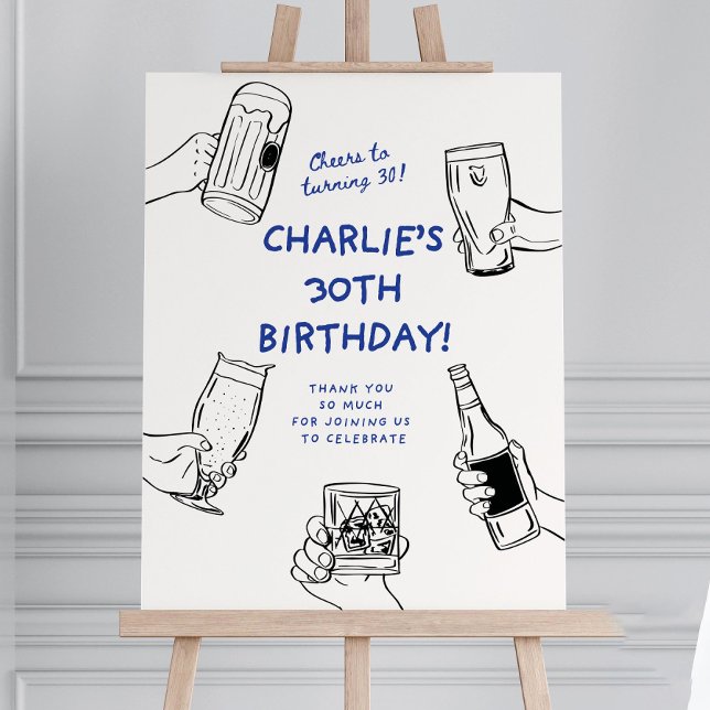 Birthday Party Welcome Sign, Male 30th Birthday Be Foam Board (Creator Uploaded)