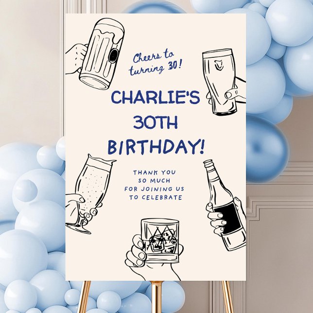 Birthday Party Welcome Sign, Male 30th Birthday Be Foam Board (Creator Uploaded)