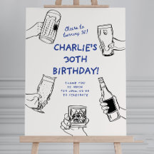 Birthday Party Welcome Sign, Male 30th Birthday 