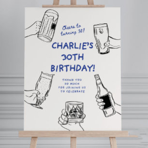 Birthday Party Welcome Sign, Male 30th Birthday Foam Board