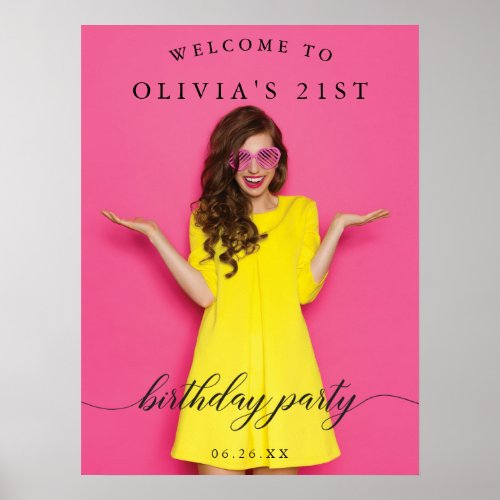 Birthday Party Welcome Sign Poster with Photo