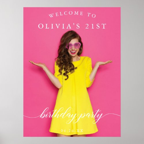 Birthday Party Welcome Sign Poster with Photo