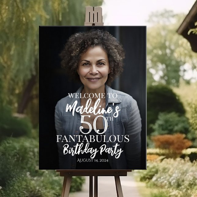 Birthday party welcome sign with photo (Creator Uploaded)