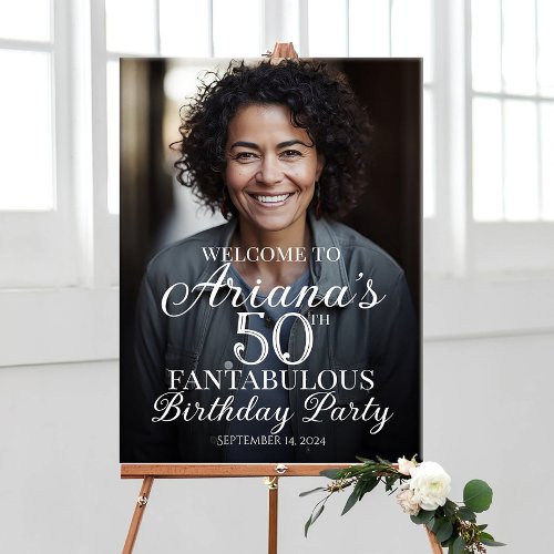 Birthday party welcome sign with photo