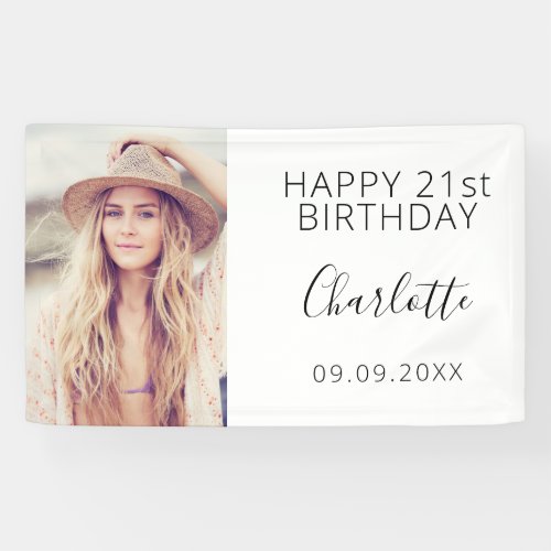 Birthday party white black photo woman banner