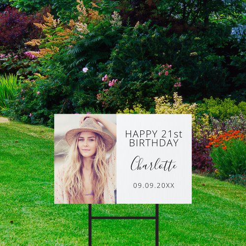 Birthday party white black woman photo sign