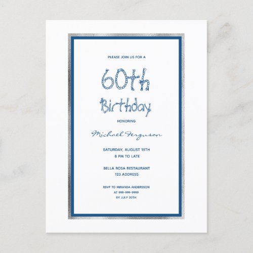 Birthday Party white blue nautical invitation Postcard