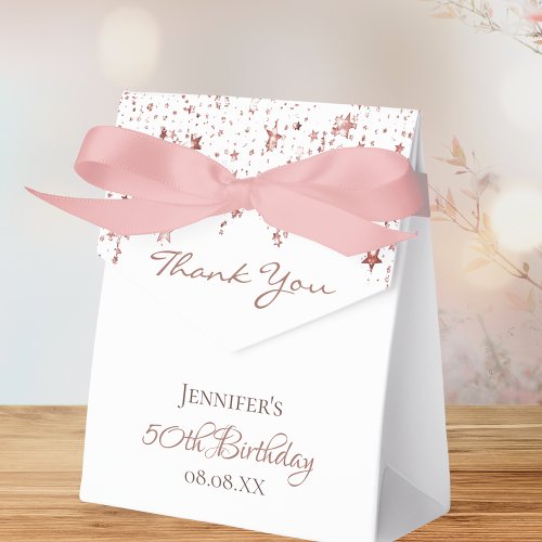 Birthday Party white rose gold stars thank you Favor Boxes