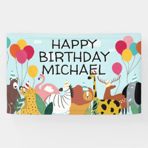 Birthday Party Wild Animal Fun Banner
