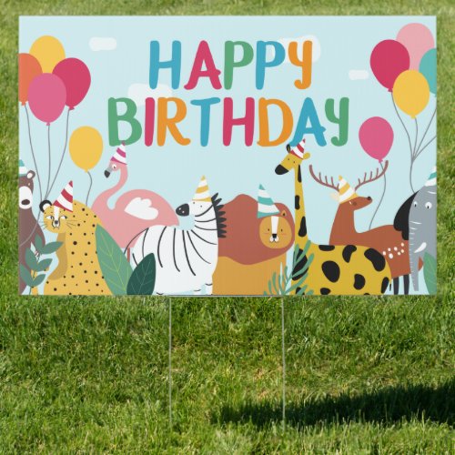 Birthday Party  Wild Animal Fun Banner Sign