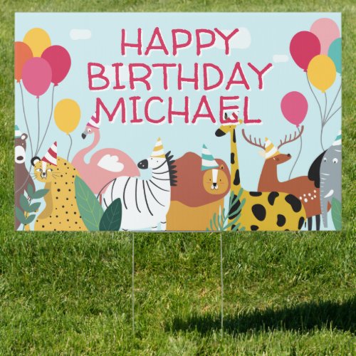 Birthday Party  Wild Animal Fun Banner Sign