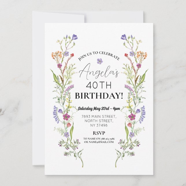 Birthday Party Wildflowers Floral Ditsy Invitation (Front)