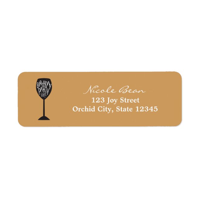 BIRTHDAY PARTY Wine Glass ANY COLOR Address Labels (Front)