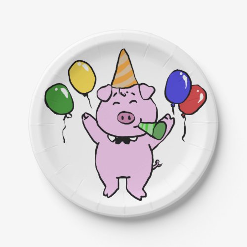 Birthday party with a cute pigchoose back color paper plates
