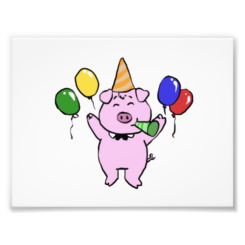 Birthday party with a cute pigchoose back color photo print