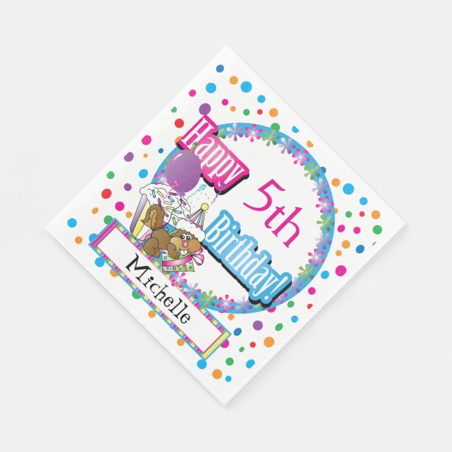Birthday Party with Cute Cartoon Squirrel    Napkins (Corner)