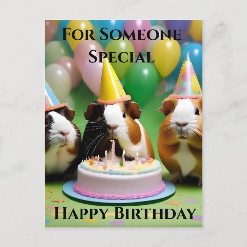 Birthday Party With Party Guinea Pigs Birthday Postcard