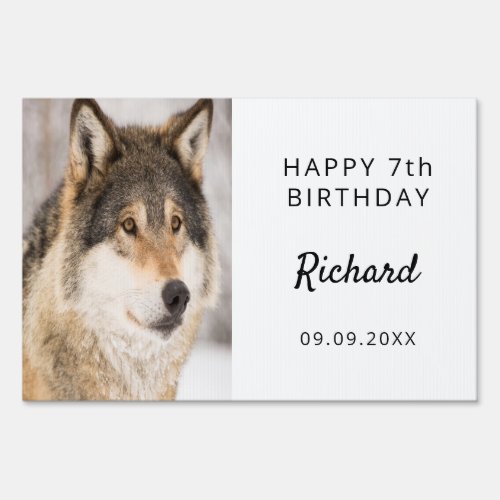 Birthday party wolf photo animal boy kids sign