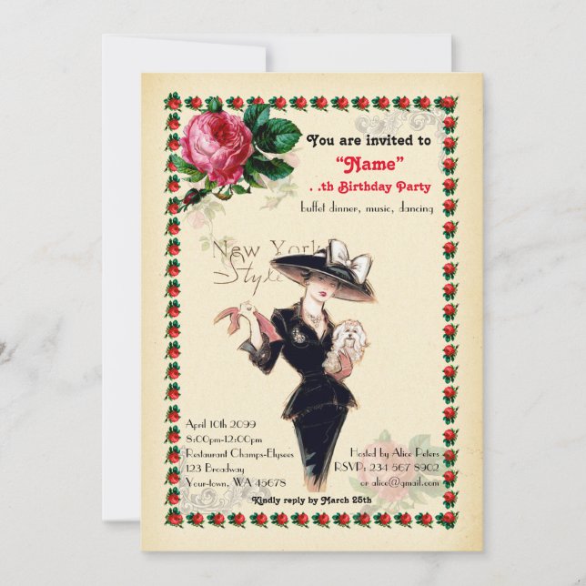 Birthday Party woman Any age,Gatsby style,Art-Deco Invitation (Front)