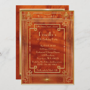 Birthday Party woman, gold Gatsby style Invitation