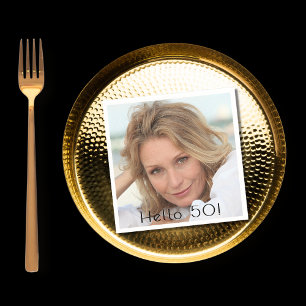 Birthday party woman photo hello 50 napkins