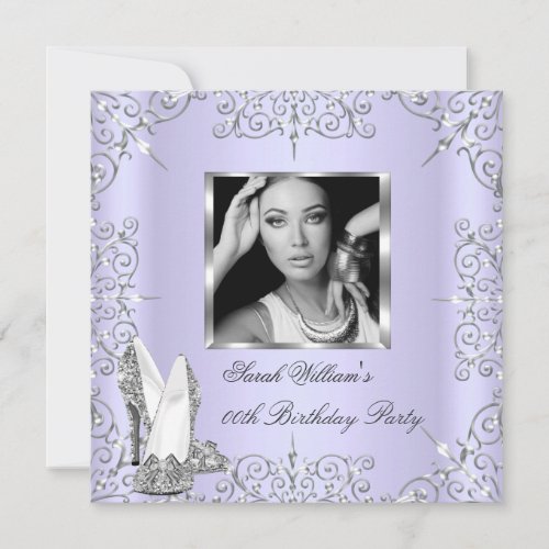 Birthday Party Womens Girls Lilac Heels Photo 2 Invitation