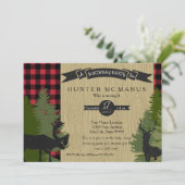 Birthday Party Woodland Forest Lumberjack Plaid Invitation (Standing Front)