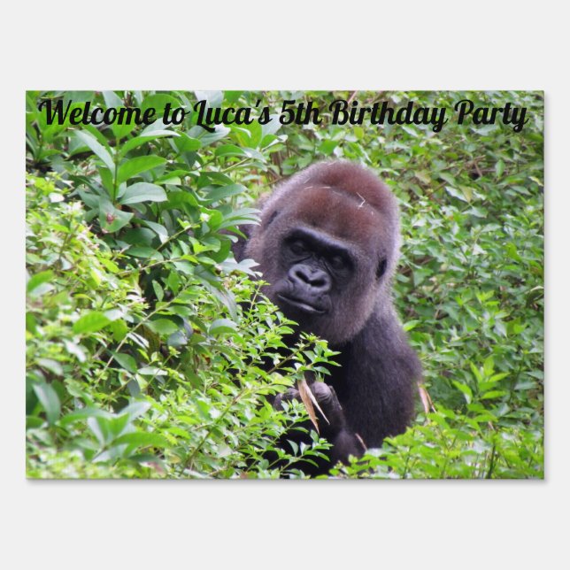 Birthday Party Yard Sign for the Gorilla Lover (Front)