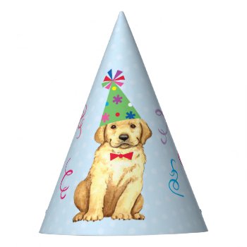 Birthday Party Yellow Lab Party Hat by DogsInk at Zazzle