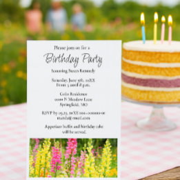 Birthday Party Yellow Pink Flower Invitation
