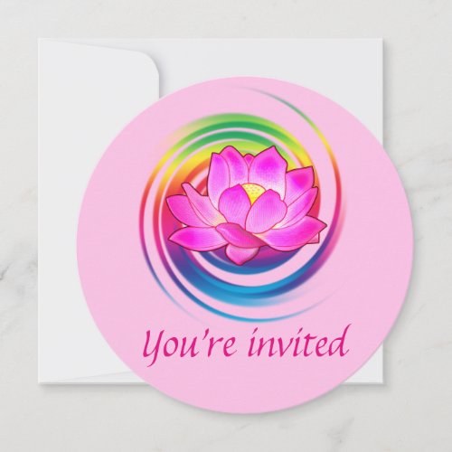 Birthday Party Yoga Lotus Flower Rainbow Design Invitation