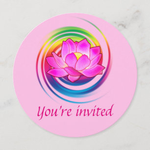 Birthday Party Yoga Lotus Flower Rainbow Design Invitation