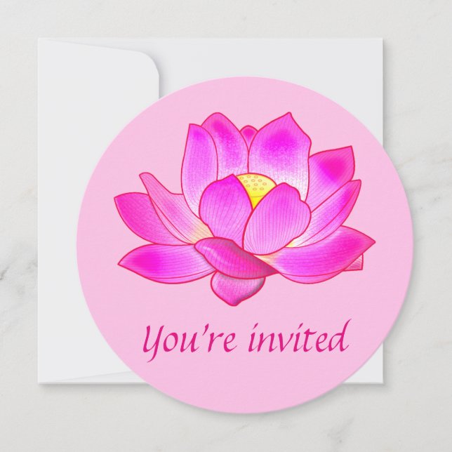 Birthday Party Yoga with Lotus Flower Invitation (Front)